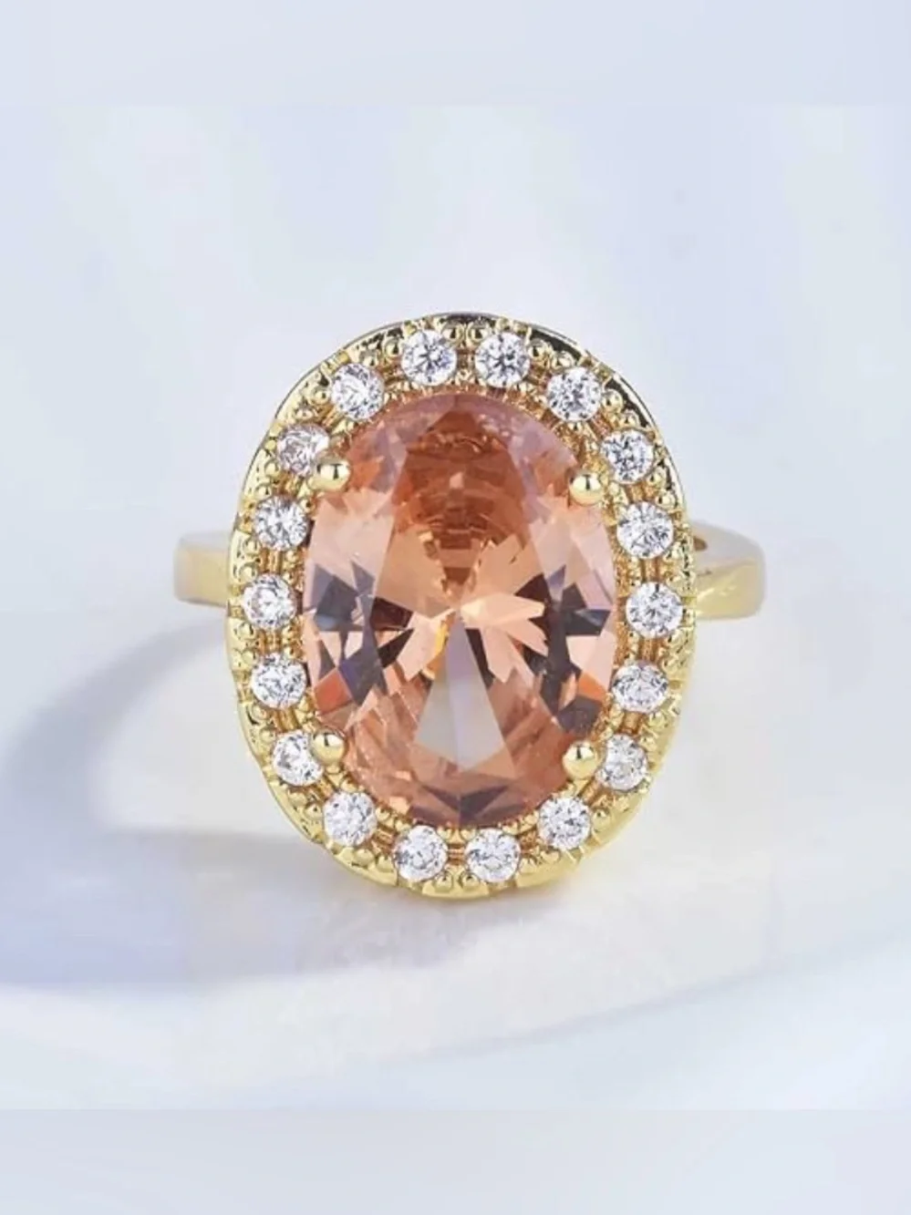 Unique huge Neiman Marcus Round Champagne Topaz cocktail ring size 7
